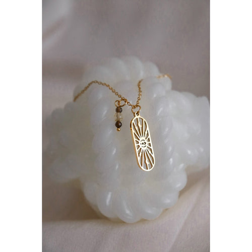 Alziend Oog Rookkwarts & Citrien Ketting - Goud